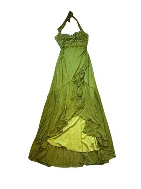 Vintage Y2K City Triangles Hlater Maxi Dress Ruffles & Beaded Embroidery